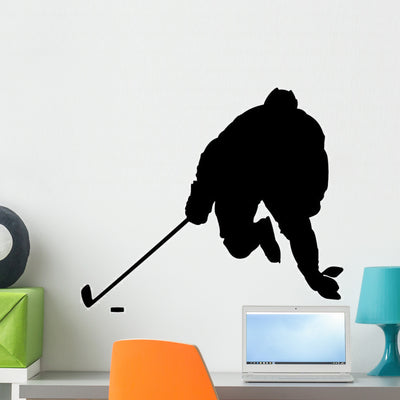 Hockey Wall Decal shown on a wall