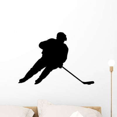 Hockey Wall Decal shown on a wall