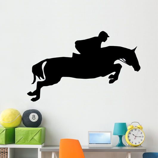 Skillful Jockeyed Jump Horseback Wall Decal