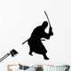 Samurai Silhouette Swinging Katana Wall Decal