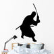 Samurai Silhouette Swinging Katana Wall Decal