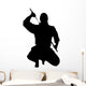 Samurai Silhouette Unsheathing Katana Wall Decal