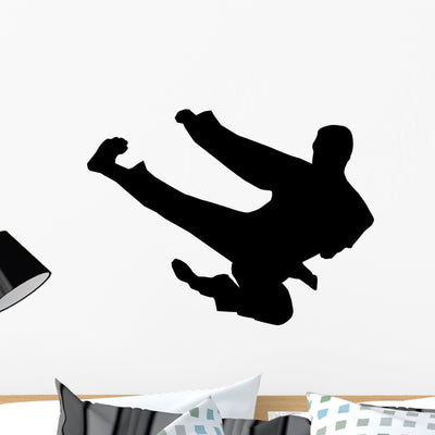 Karate Silhouette Wall Decal shown on a wall