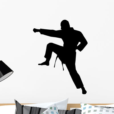 Karate Silhouette Wall Decal shown on a wall