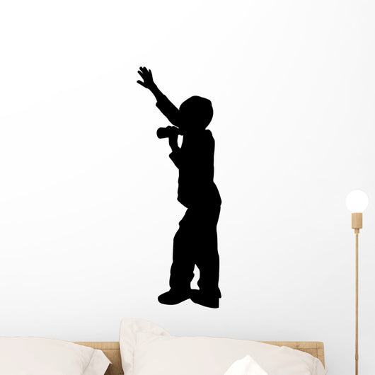 Boy Singing Microphone Silhouette Wall Decal