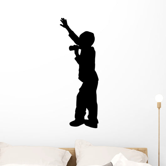 Boy Singing Microphone Silhouette Wall Decal