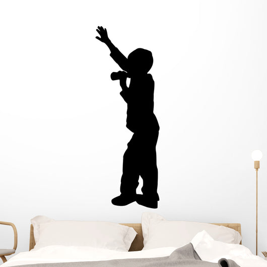 Boy Singing Microphone Silhouette Wall Decal