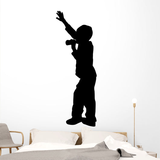 Boy Singing Microphone Silhouette Wall Decal