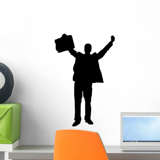 Businessman Standing Holding Briefcase Wall Decal