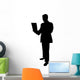 Businessman Holding Laptop Silhouette Wall Decal