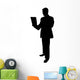 Businessman Holding Laptop Silhouette Wall Decal