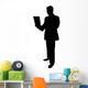 Businessman Holding Laptop Silhouette Wall Decal