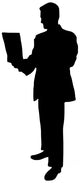 Businessman Holding Laptop Silhouette Wall Decal