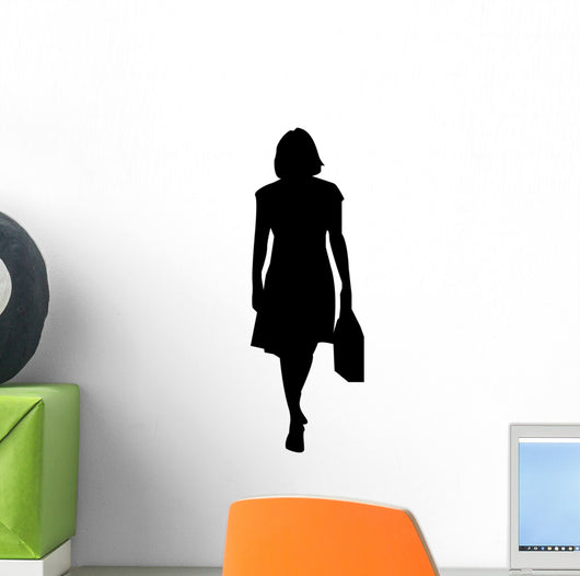 Businesswoman Standing Holding Briefcase Wall Decal