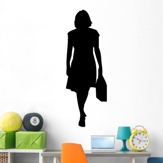 Businesswoman Standing Holding Briefcase Wall Decal