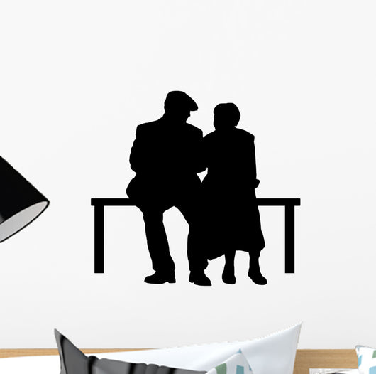 Elderly Couple Park Bench Wall Decal