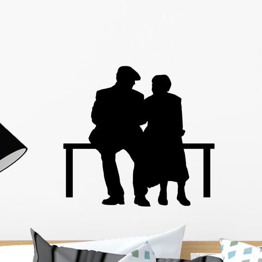 Elderly Couple Park Bench Wall Decal
