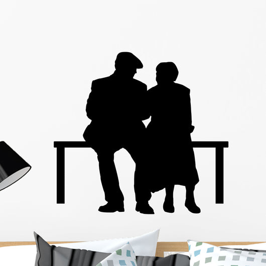 Elderly Couple Park Bench Wall Decal