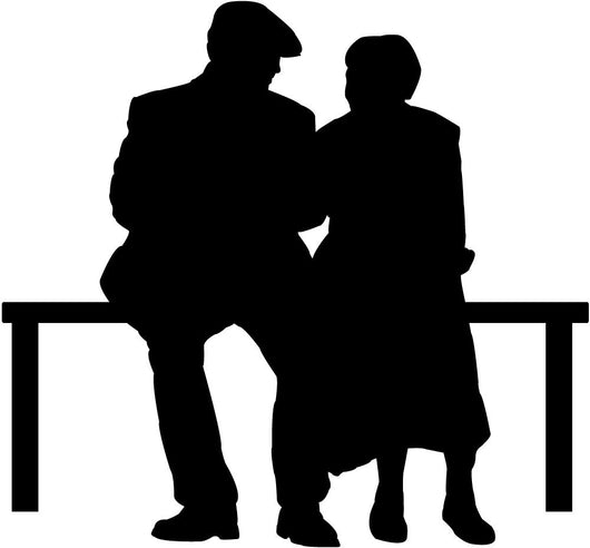 Elderly Couple Park Bench Wall Decal