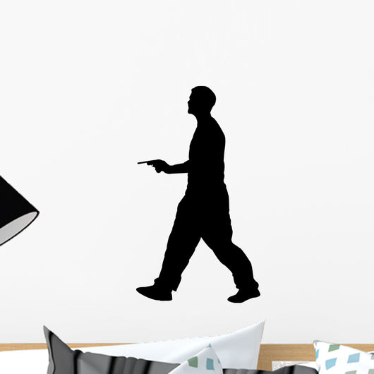 Man Holding Gun Silhouette Wall Decal