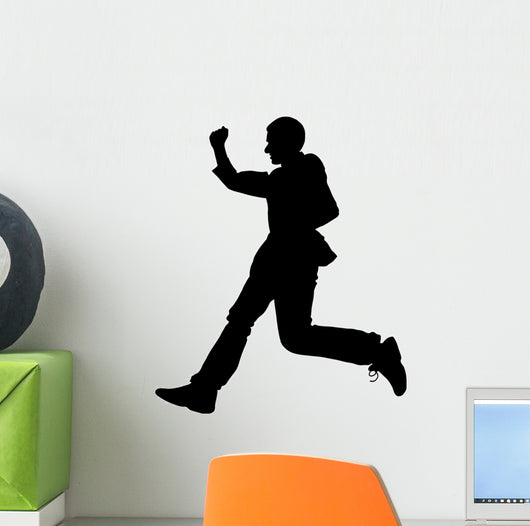 Man Suit Jumping Silhouette Wall Decal