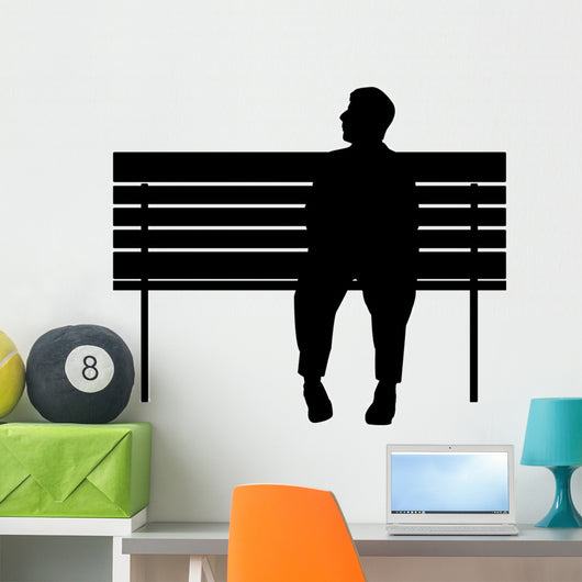 Man Sitting Park Bench Wall Decal