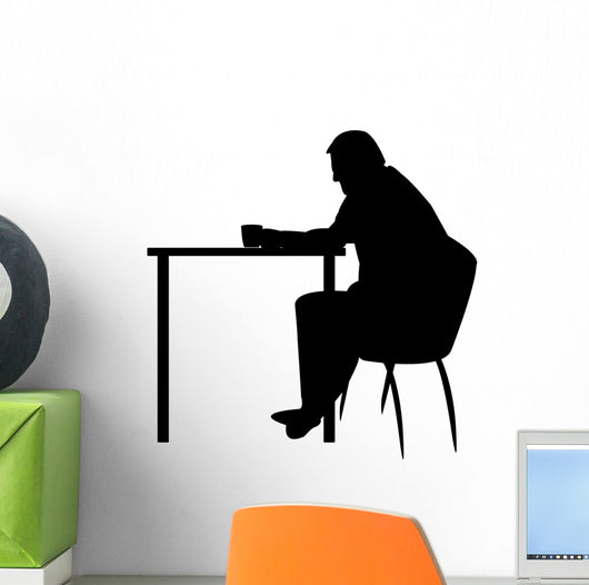 Older Man Desk Worried Wall Decal