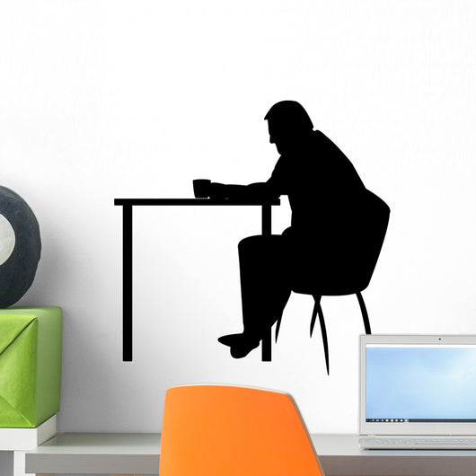 Older Man Desk Worried Wall Decal