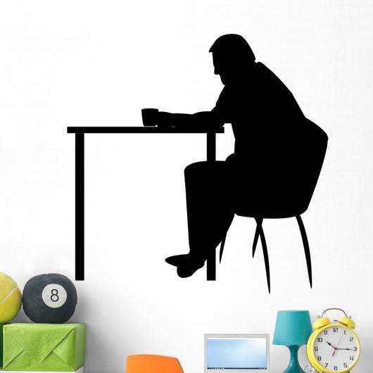 Older Man Desk Worried Wall Decal