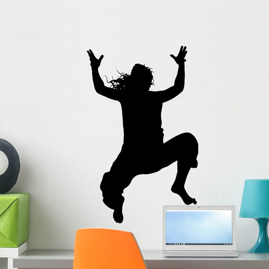 Woman Big Jump Long Wall Decal