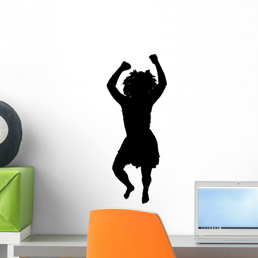 Woman Jumping Celebrate Silhouette Wall Decal