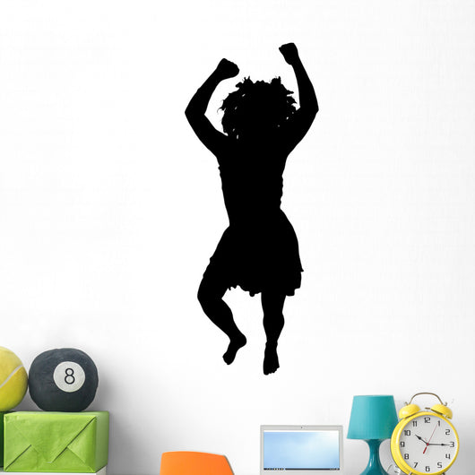 Woman Jumping Celebrate Silhouette Wall Decal