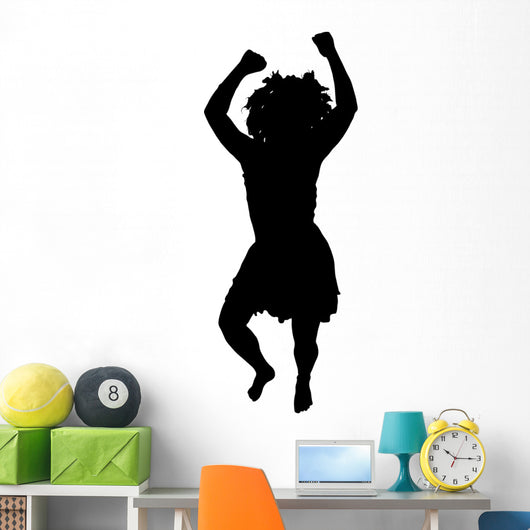 Woman Jumping Celebrate Silhouette Wall Decal