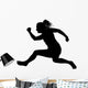 Woman Jumping Hurdle Silhouette Wall Decal
