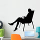 Woman Sitting Chair with Wall Decal