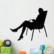 Woman Sitting Chair with Wall Decal
