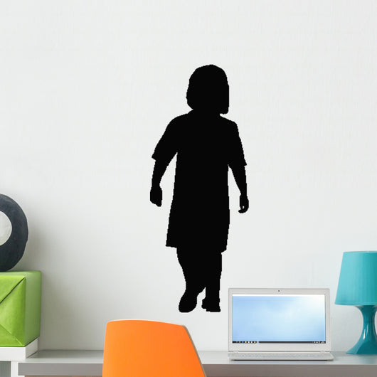 Young Girl Standing Silhouette Wall Decal
