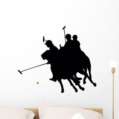 Game Polo Players Wall Decal shown on a wall