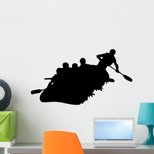 White Water Rafting Silhouette Wall Decal