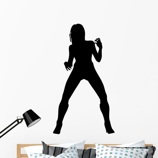 Woman Attractive Air Guitar Wall Decal