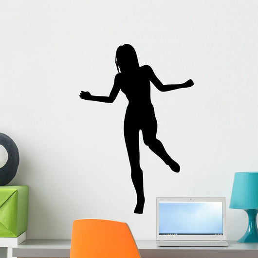 Woman Dancing Arms Out Silhouette Wall Decal