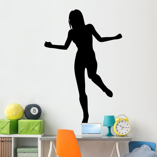 Woman Dancing Arms Out Silhouette Wall Decal