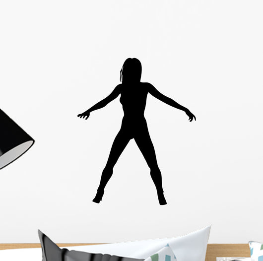 Woman Dancing Arms Out 2 Silhouette Wall Decal