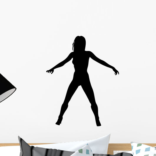 Woman Dancing Arms Out 2 Silhouette Wall Decal