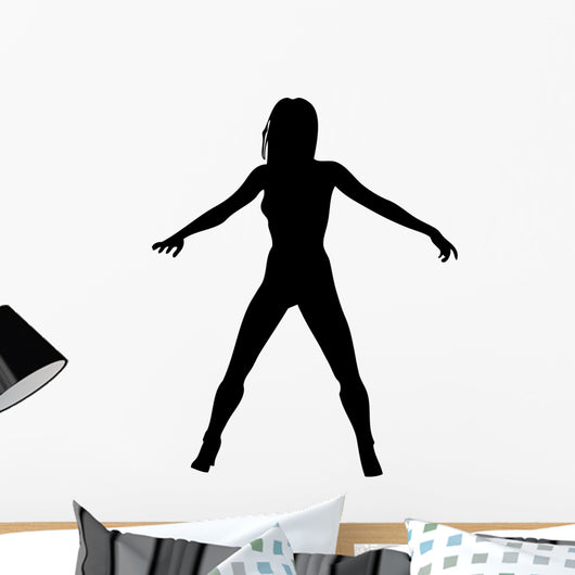 Woman Dancing Arms Out 2 Silhouette Wall Decal