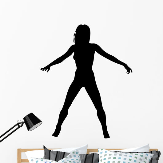 Woman Dancing Arms Out 2 Silhouette Wall Decal