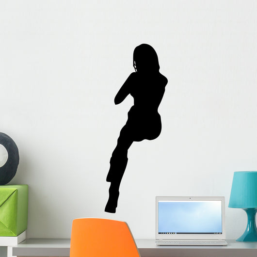 Woman Sitting Legs Crossed Wall Decal