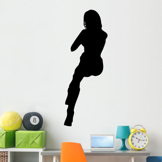 Woman Sitting Legs Crossed Wall Decal
