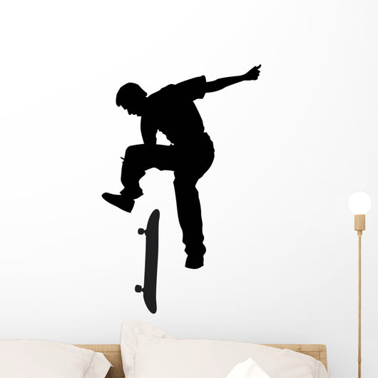 Jumping Skate Boarding Silhouette Wall Decal