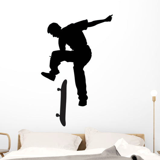 Jumping Skate Boarding Silhouette Wall Decal